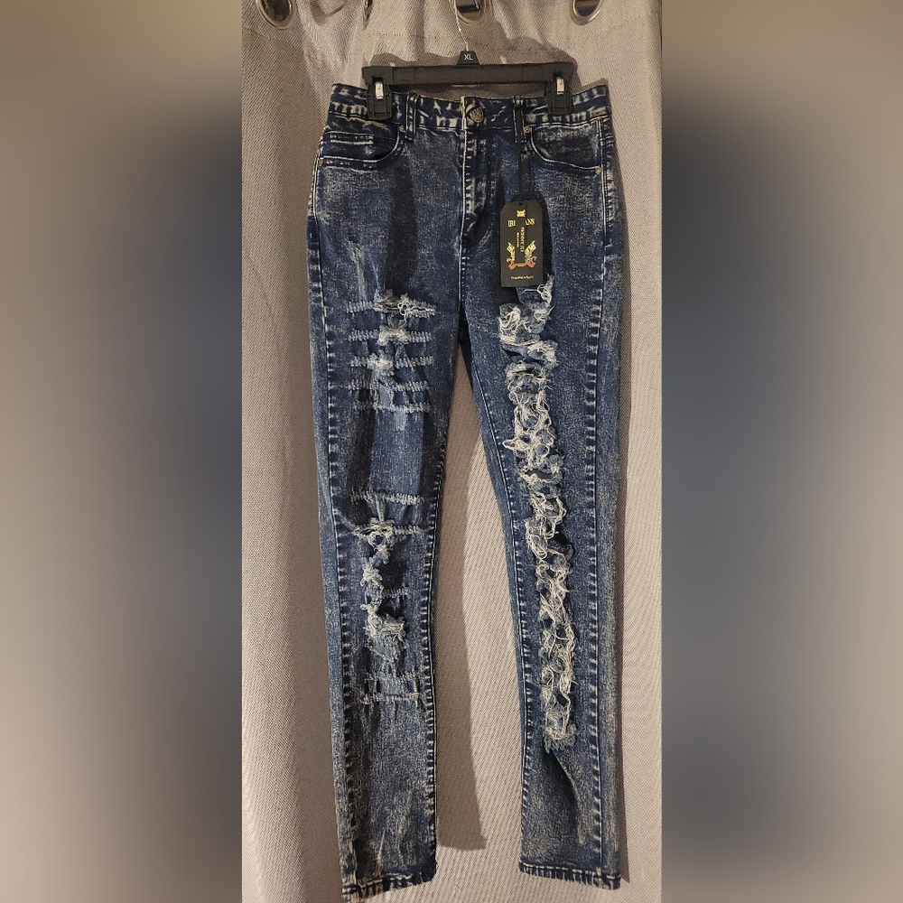 Distressed Blue Jeans